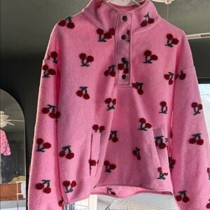 Pink Floral Fleece Pullover